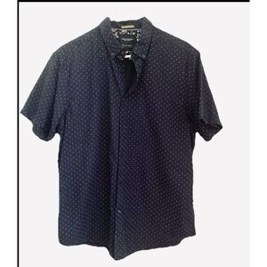 Denim & Flower Ricky Singh Shirt Sz Large navy‎ pink polkadot short sleeve Men